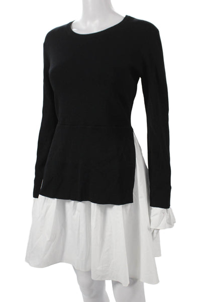 English Factory Womens Layered Look Black Mini Dress Long Sleeve Size S