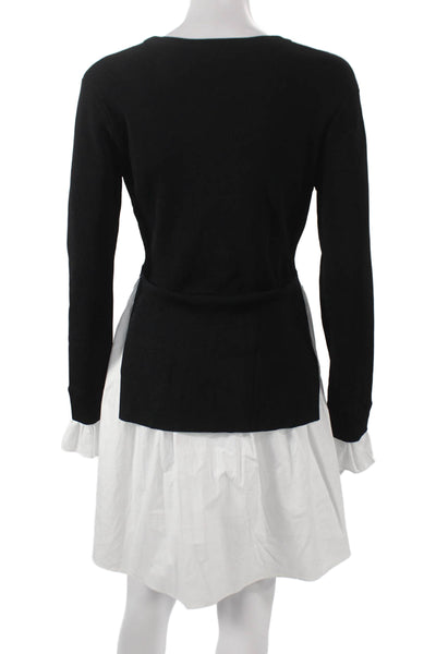 English Factory Womens Layered Look Black Mini Dress Long Sleeve Size S