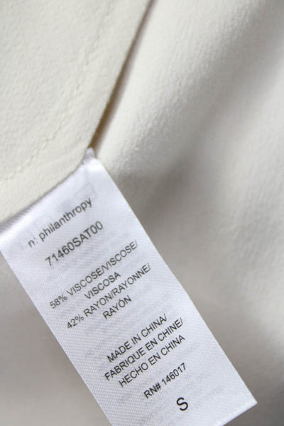Philanthropy Women Maxi Viscose Mid Calf Long Sleeve Ivory Dress Set Size S