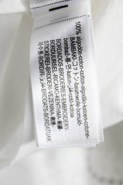 Zara Unisex Adults Shirt Dress White Cotton Floral Embroidered Button Size S