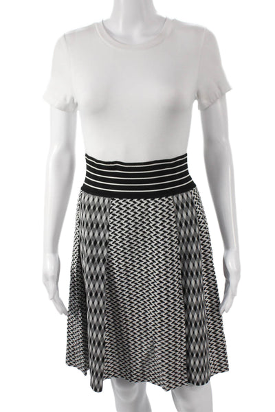 Missoni Women A-Line Skirt Knee Length Black Rayon Geometric Size 40
