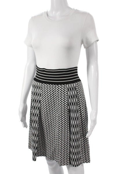 Missoni Women A-Line Skirt Knee Length Black Rayon Geometric Size 40