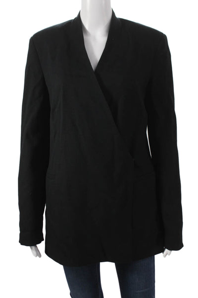 Loulou Studio Women Blazer Black Viscose Blend Long Sleeve Hook & Loop Size S