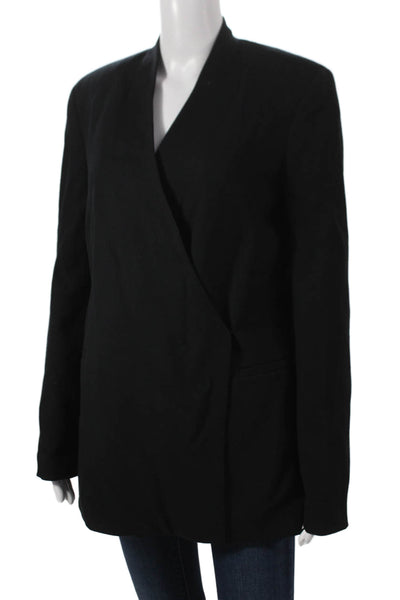 Loulou Studio Women Blazer Black Viscose Blend Long Sleeve Hook & Loop Size S