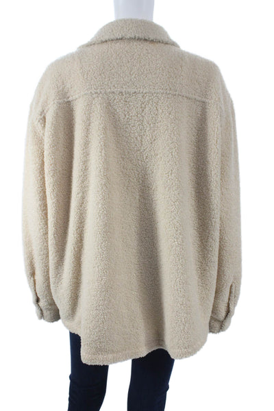 Donni Unisex Adults Beige Shirt Jacket Polyester Button Solid Cozy Size S