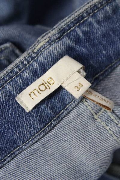 Maje Unisex Adults Straight Blue High Rise Cotton Jeans Size 34
