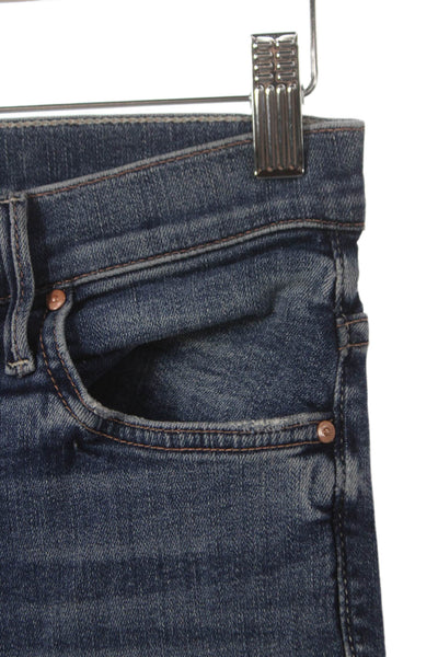 Mother Womens Flared Jeans Blue High Rise Distressed Button Cotton Size 24