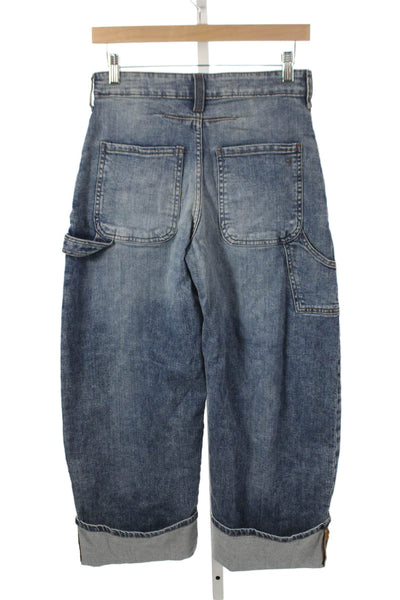 Pilcro Anthropologie Women Boyfriend Jeans Blue High Rise Cotton Blend Size 24