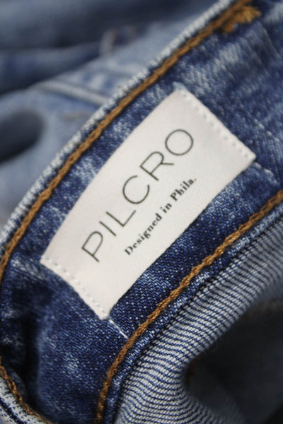 Pilcro Anthropologie Women Boyfriend Jeans Blue High Rise Cotton Blend Size 24