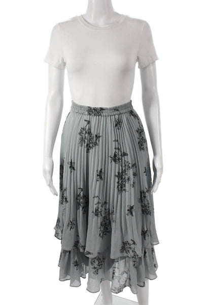 Club Monaco Womens Gray Floral Pleated Polyester Skirt Petite Size XS