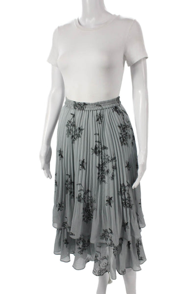 Club Monaco Womens Gray Floral Pleated Polyester Skirt Petite Size XS