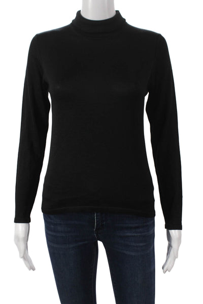 Henri Bendel Women Pullover Sweater Silk Turtleneck Long Sleeve Black Size S