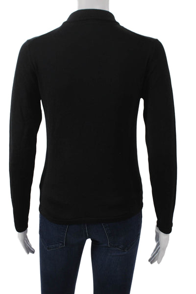Henri Bendel Women Pullover Sweater Silk Turtleneck Long Sleeve Black Size S