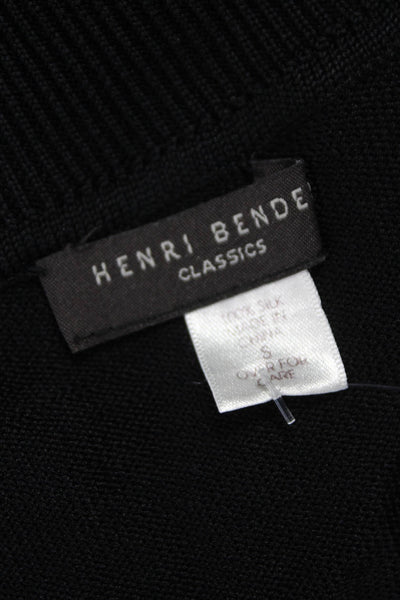 Henri Bendel Women Pullover Sweater Silk Turtleneck Long Sleeve Black Size S