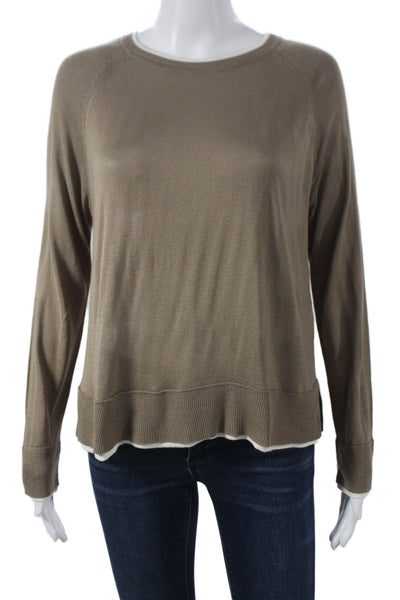 Zara Women Brown Viscose Pullover Sweater Round Neck Long Sleeve Size S
