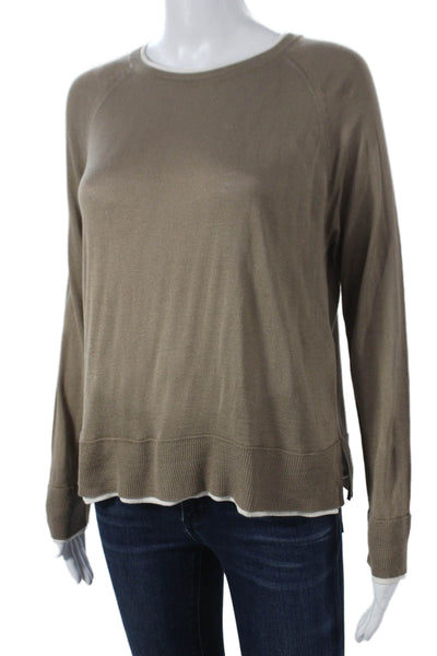 Zara Women Brown Viscose Pullover Sweater Round Neck Long Sleeve Size S