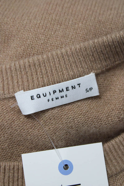 Equipment Femme Women Beige Cashmere Crew Neck Pullover Long Sleeve Size XS