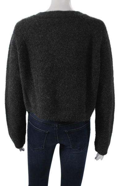 Zara Womens Basic Jacket Gray Acrylic Button Round Neck Long Sleeve Size M