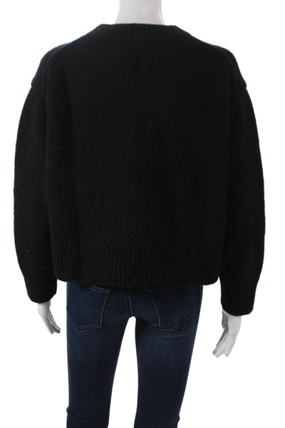 Nili Lotan Womens Lambswool Pullover Sweater Black Crew Neck Size XS