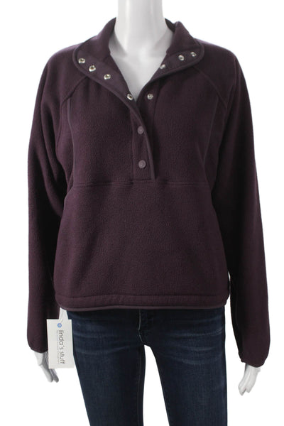 Outdoor Voices Women Purple Pullover Sweatshirt Collared Long Sleeve Size XS