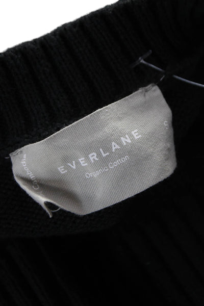 Everlane Womens Black Organic Cotton Crew Neck Pullover Long Sleeve Size S
