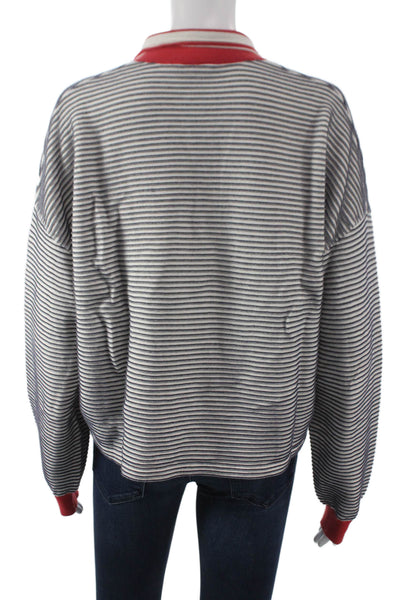 The Upside Womens Striped Collared Polo Long Sleeve Organic Cotton Size M