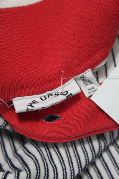 The Upside Womens Striped Collared Polo Long Sleeve Organic Cotton Size M