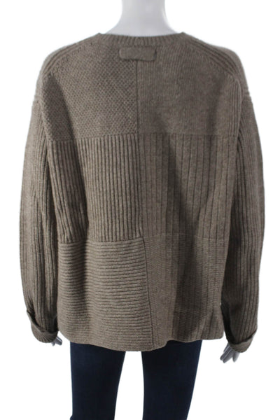 Helmut Lang Women Pullover Wool Blend Beige Crew Neck Long Sleeve Size S