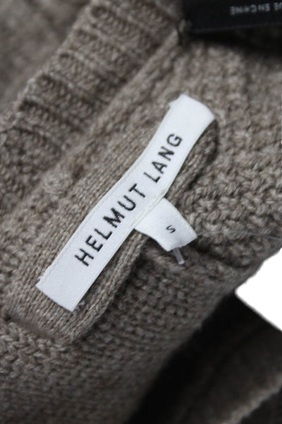 Helmut Lang Women Pullover Wool Blend Beige Crew Neck Long Sleeve Size S