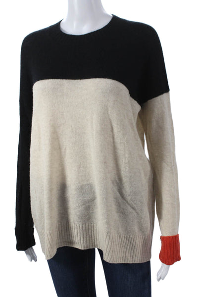 Rosetta Getty Womens Black Wool Pullover Sweater Long Sleeve Crew Neck Size L