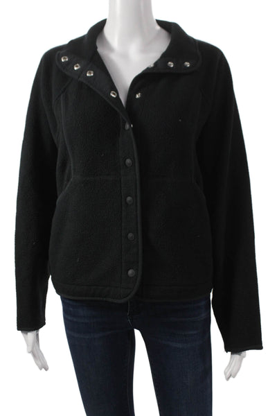 Outdoor Voices Womens Basic Jacket Black Snap 100% Recycled Polyester Size S