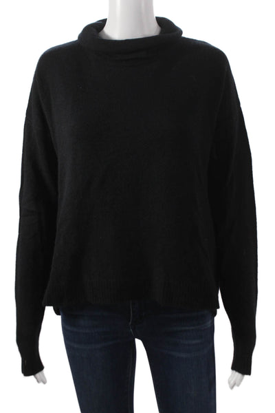 Splendid Women Cashmere Cowl Neck Pullover Sweater Black Long Sleeve Size S