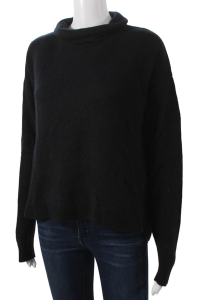 Splendid Women Cashmere Cowl Neck Pullover Sweater Black Long Sleeve Size S