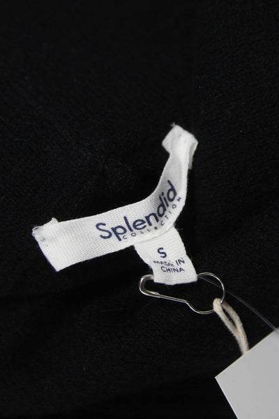 Splendid Women Cashmere Cowl Neck Pullover Sweater Black Long Sleeve Size S