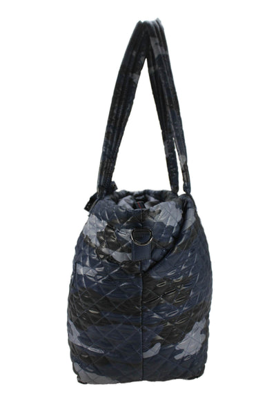 Oliver Thomas Womens Quilted Camo Print Tote Bag Navy