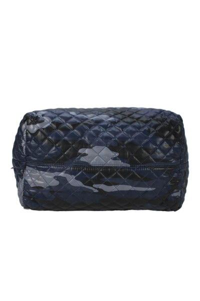 Oliver Thomas Womens Quilted Camo Print Tote Bag Navy