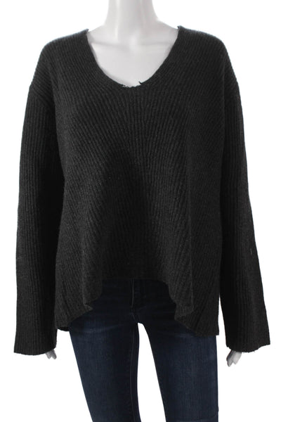 Almina Concept Women Pullover Sweater Gray V-Neck Long Sleeve Size M