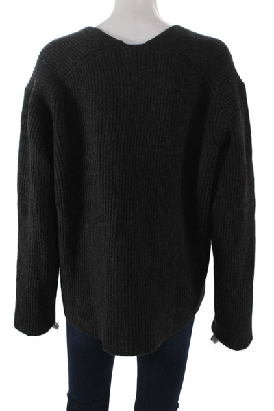 Almina Concept Women Pullover Sweater Gray V-Neck Long Sleeve Size M