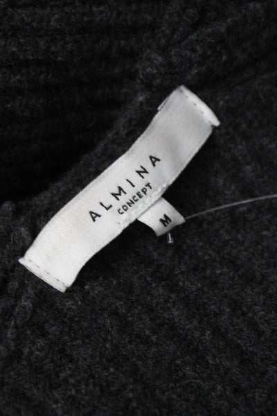 Almina Concept Women Pullover Sweater Gray V-Neck Long Sleeve Size M