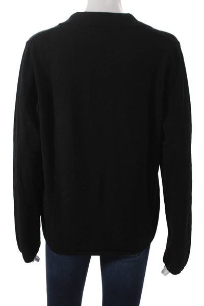 Max Studio Women Collared Black Pullover Long Sleeve Solid Size L