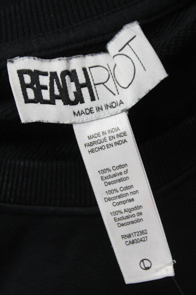Beach Riot Unisex Pullover Sweatshirt Black Cotton Crew Neck Size L