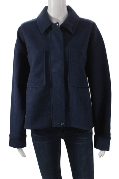 Banana Republic Womens Blue Basic Jacket Button Long Sleeve Polyester Size M