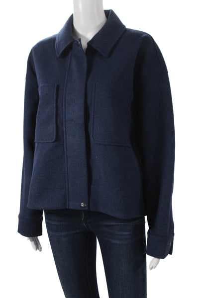 Banana Republic Womens Blue Basic Jacket Button Long Sleeve Polyester Size M