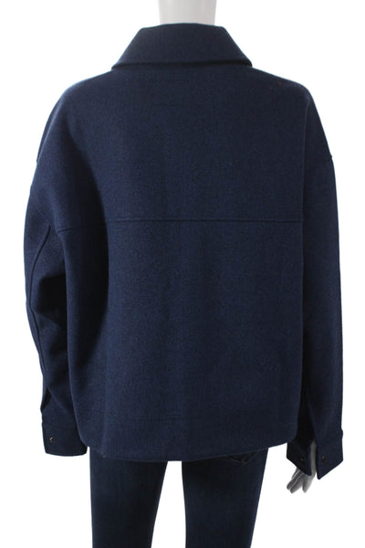 Banana Republic Womens Blue Basic Jacket Button Long Sleeve Polyester Size M