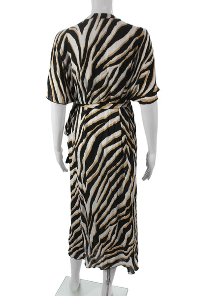 Trina Turk Women Multicolor Animal Print Wrap Dress V-Neck Size M