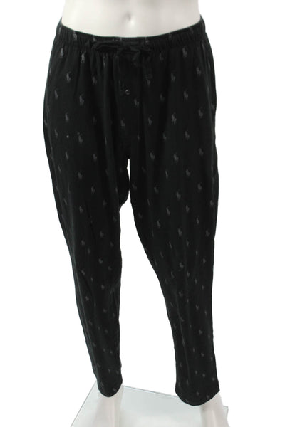Polo Ralph Lauren Mens Drawstring Logo Straight Leg Pajama Pants Black Medium