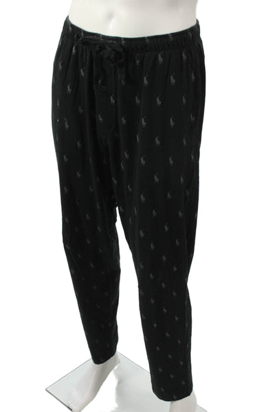 Polo Ralph Lauren Mens Drawstring Logo Straight Leg Pajama Pants Black Medium