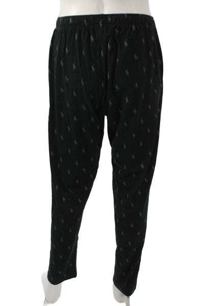 Polo Ralph Lauren Mens Drawstring Logo Straight Leg Pajama Pants Black Medium
