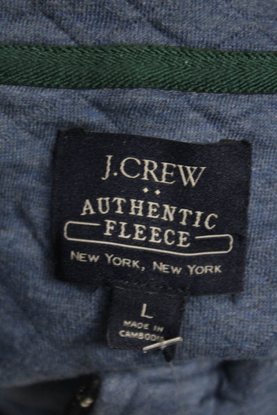 J Crew Mens Collared Argyle Pullover Zip Sweatshirt Blue Cotton Blend Size L