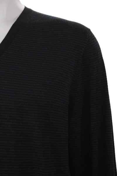 Louis Vuitton Mens Black Striped V Neck Pullover Polyamide Size L